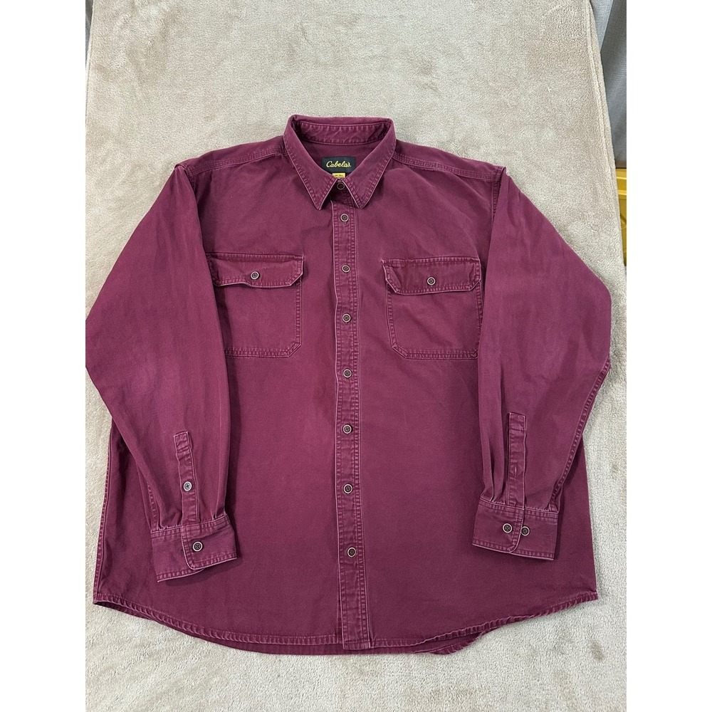 Cabela's Shacket Shirt Jacket Mens Size 2XL Tall Maroon Button Up Long Sleeve